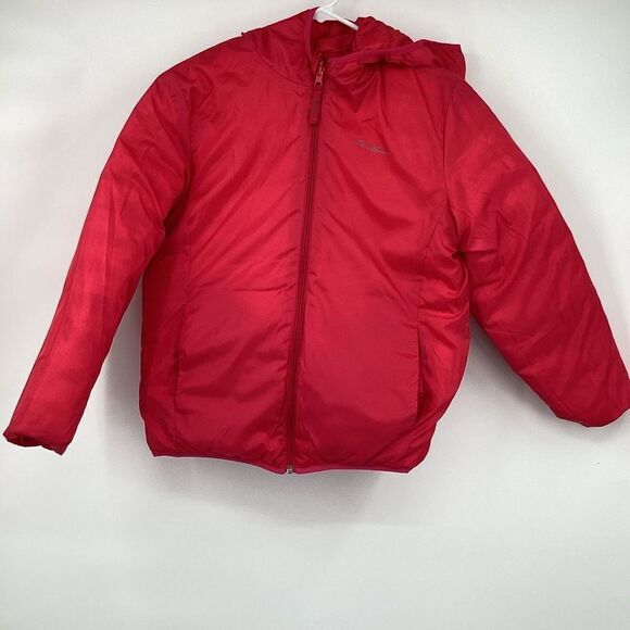 Girls Eddie Bauer reversible Ombre Puffer Jacket pink large (13/16) - Picture 6 of 9